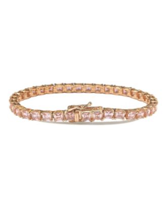 Suzy Levian Sterling Silver Cubic Zirconia Asscher-cut Tennis Bracelet