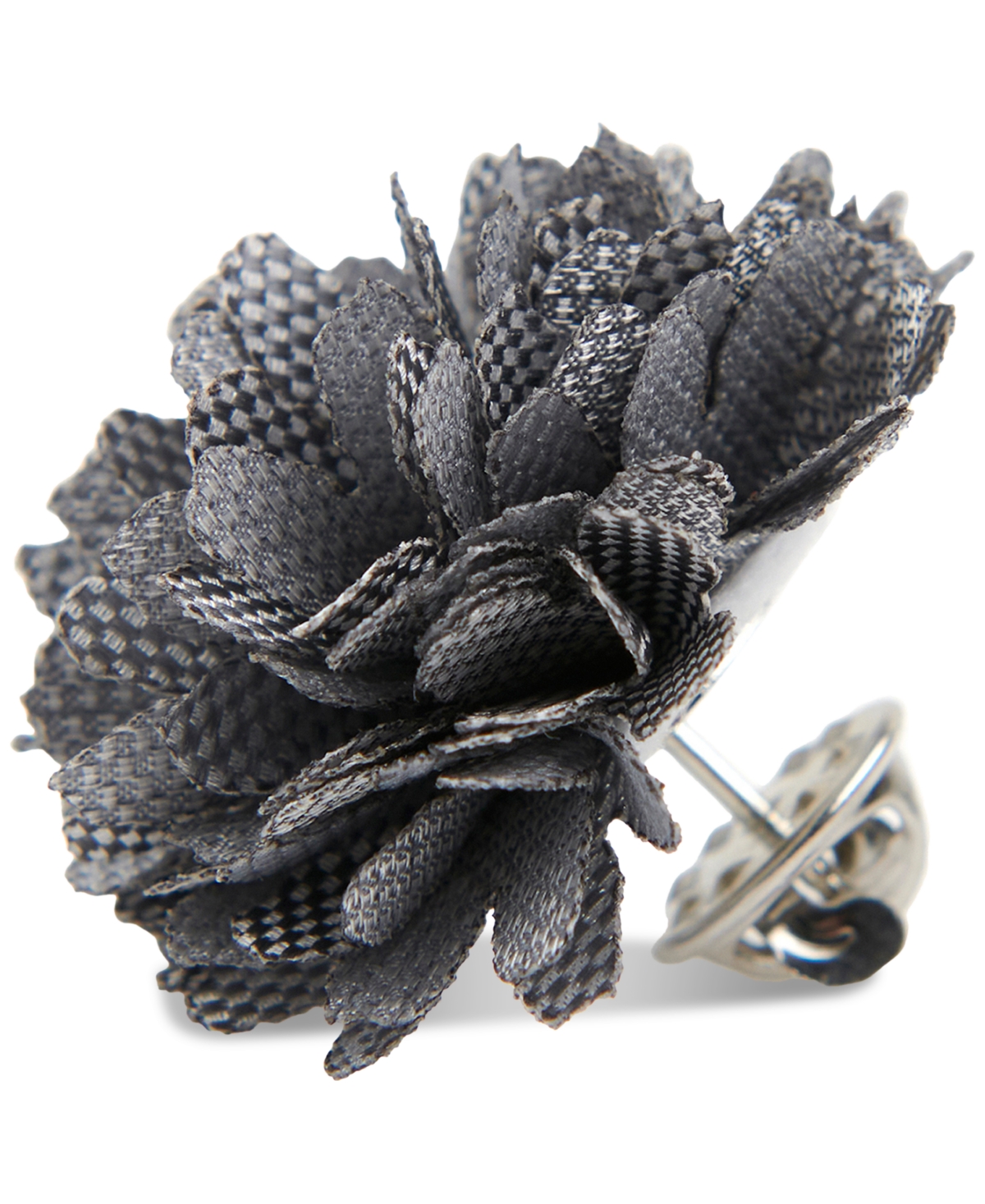 Con.Struct Men's Ceremony Satin Checkerboard Flower Lapel Pin, Created for Macy's - Smoke