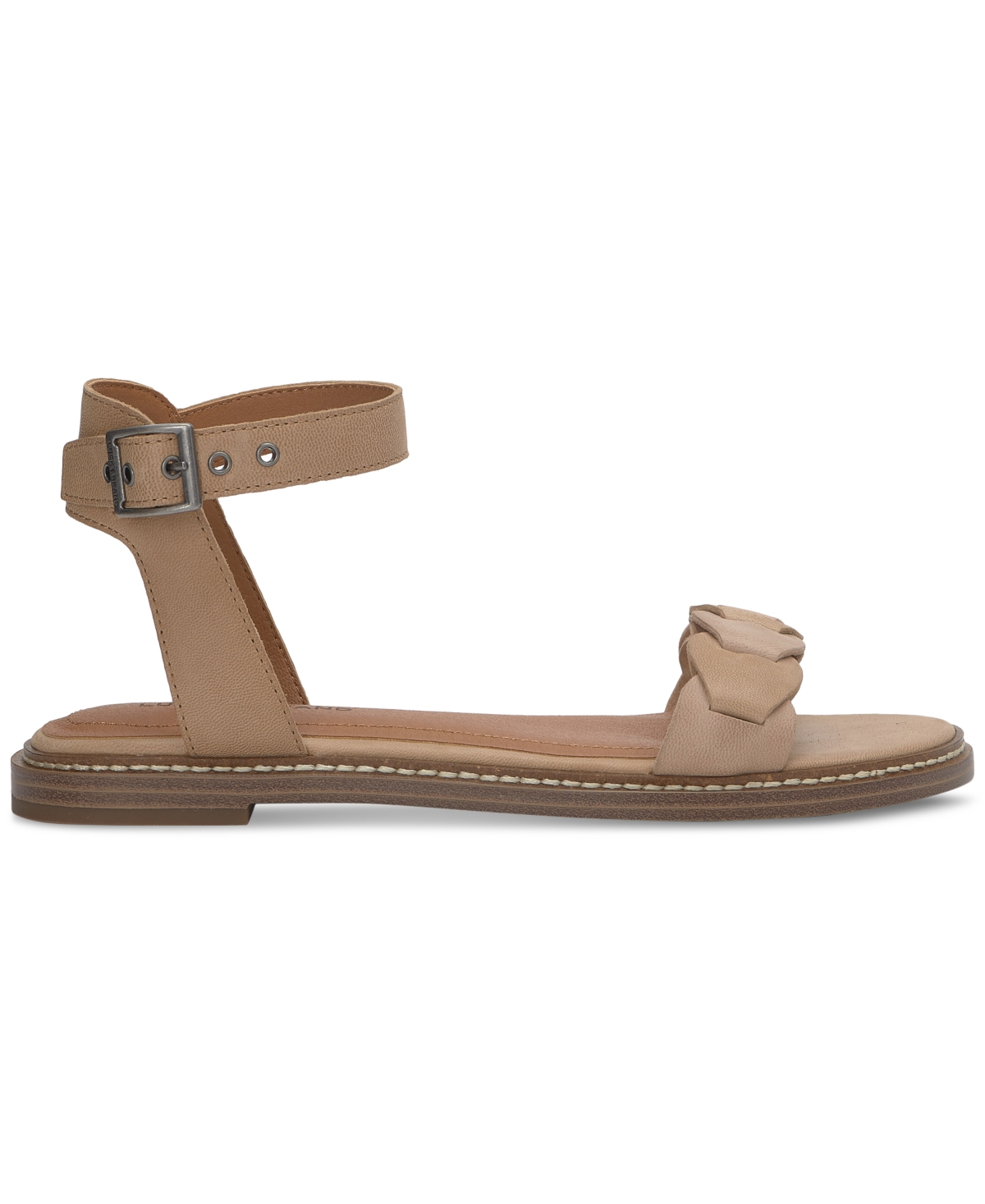 Shop Lucky Brand Women's Kyndall Ankle-strap Flat Sandals In Putty Dove Leather