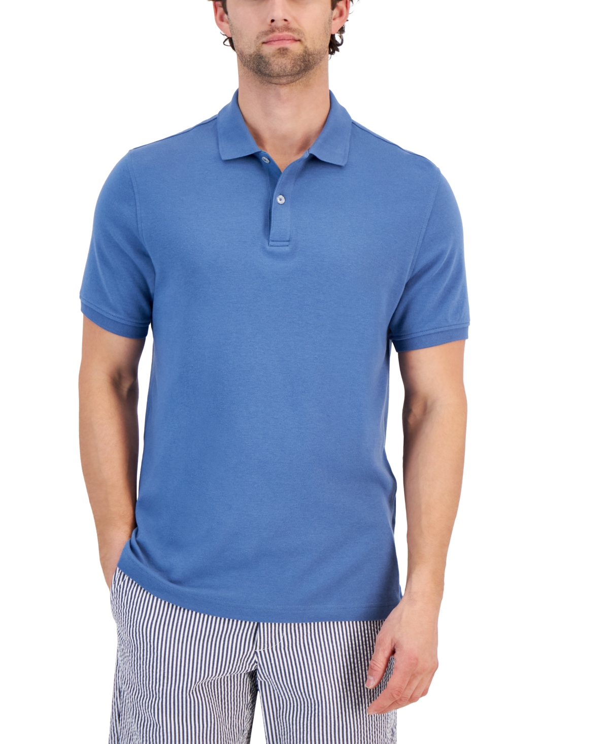 Club Room Men's Soft Touch Interlock Polo, Created For Macy's In Cloudstorm