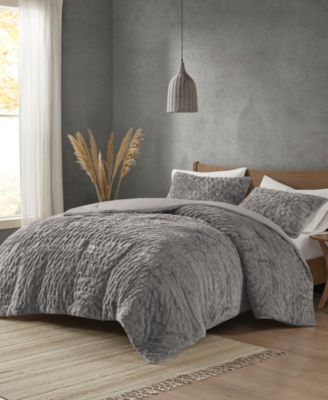 Blair Ruched 3-Pc. Faux Fur Comforter Set, Full/Queen