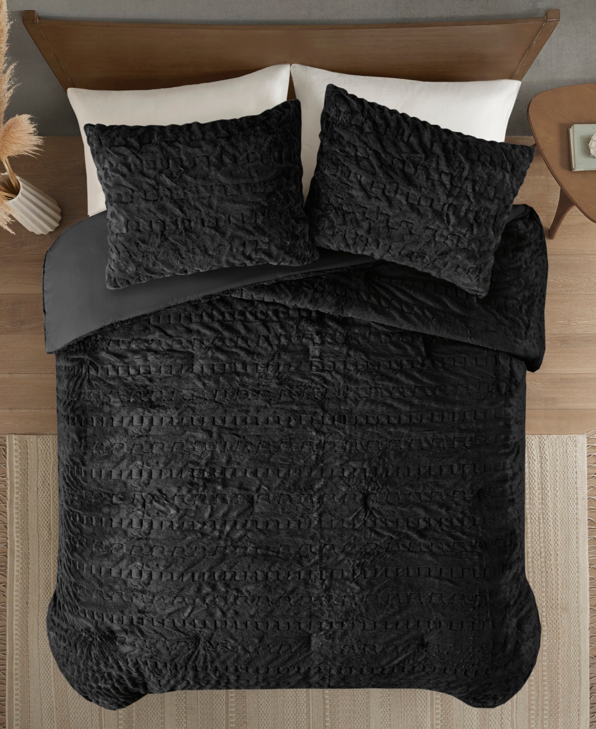 Madison Park Blair Ruched 3-Pc. Faux Fur Comforter Set, Full/Queen