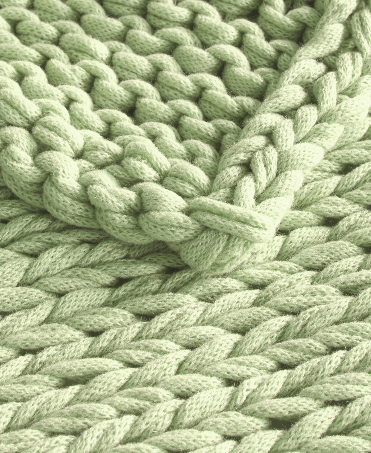 Madison Park Chunky-knit Handmade Throw, 50" X 60" In Sage Green