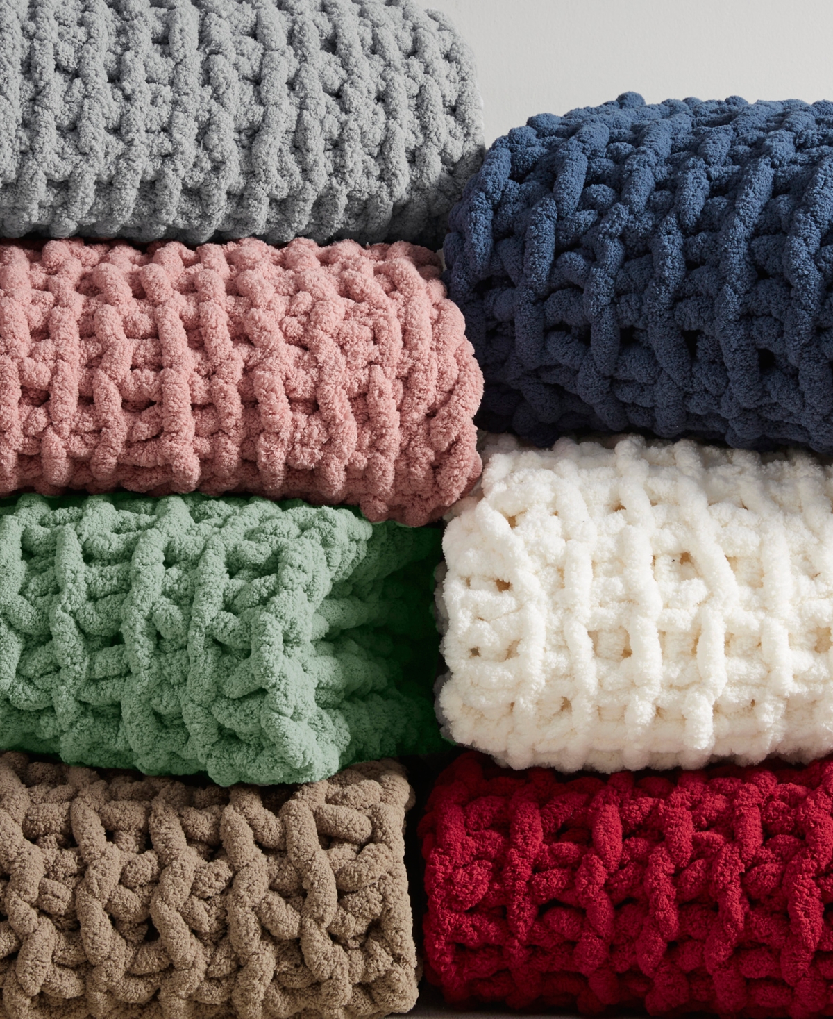 Madison Park Chunky-knit Chenille Throw, 50" X 60" In Red