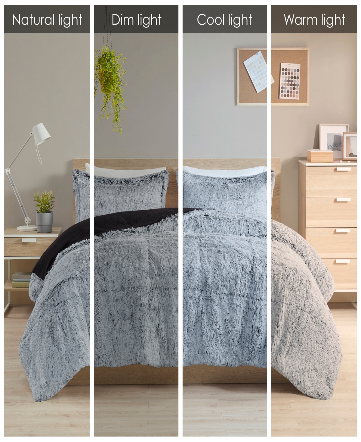 Shop Intelligent Design Malea Shaggy Faux-fur 3-pc. Comforter Set, Full/queen In Black,whit
