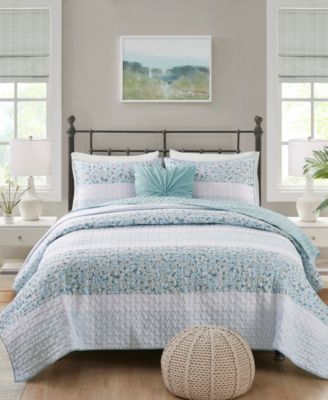 Caralie Seersucker 4-Pc. Quilt Set, King/California King