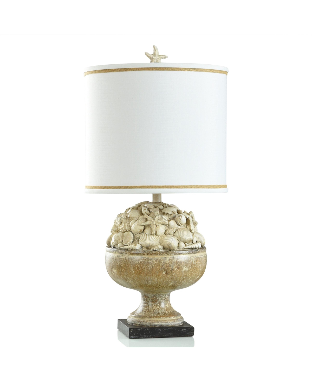 Stylecraft Home Collection 31" Shores Coastal Sand And Seashell Motif Table Lamp In Distressed Beige And Brown