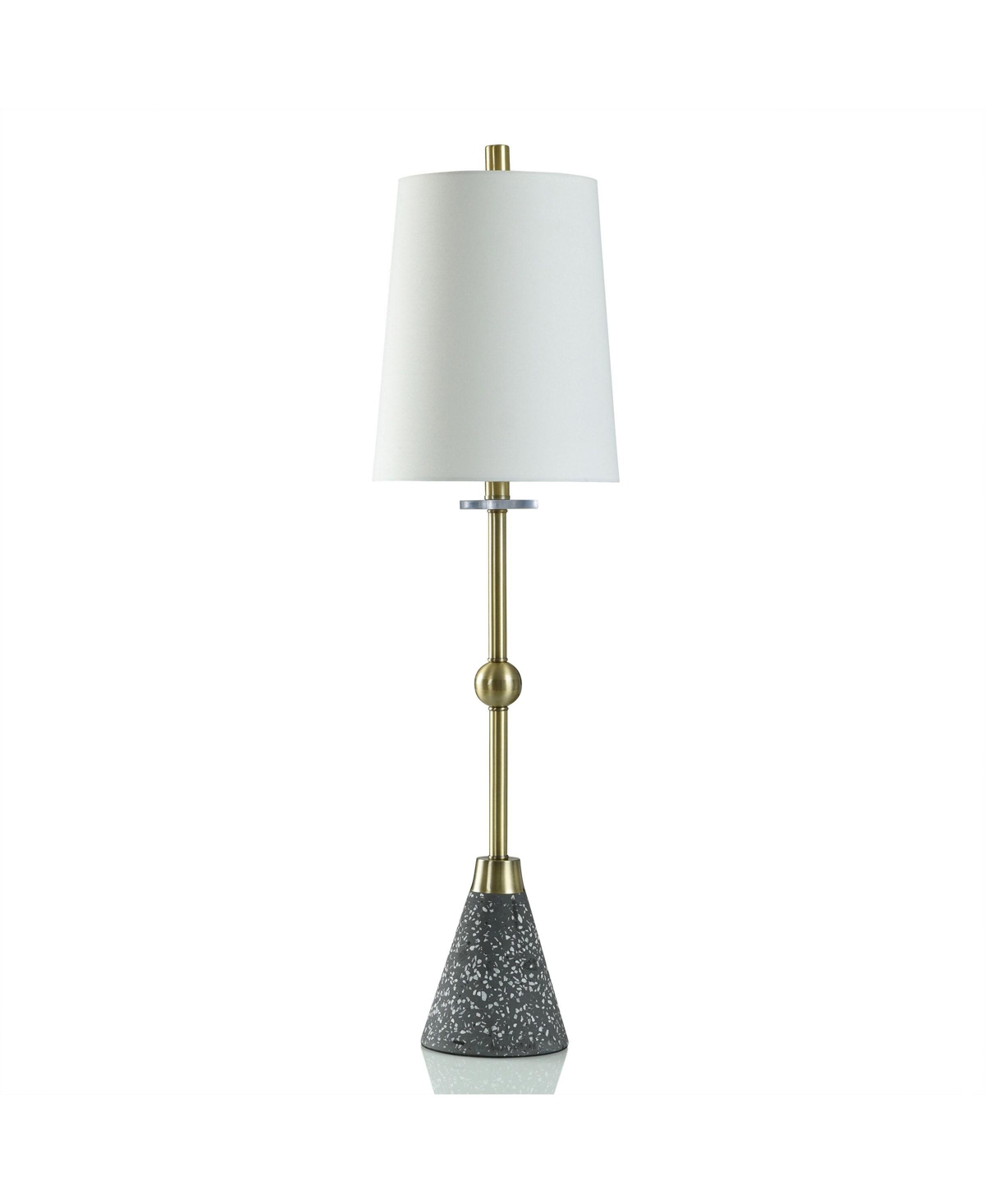 Stylecraft Home Collection 36.25" Tazzo Slim Bar With Table Lamp In Gray,white Terrazo Cement,gold Brushed