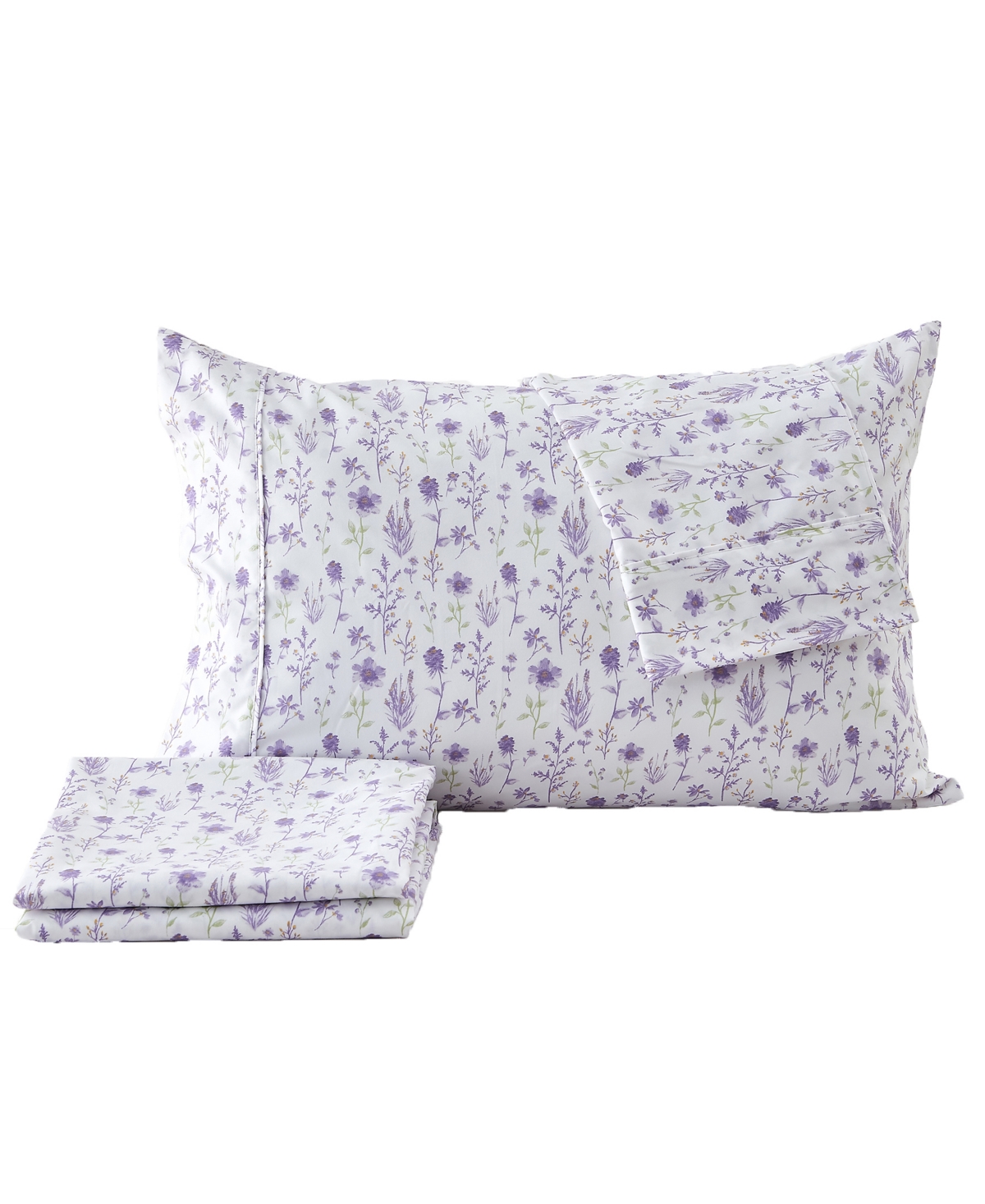 Premium Comforts Floral Printed Microfiber 4-Pc. Sheet Set, - Colorful Floral - Lavender