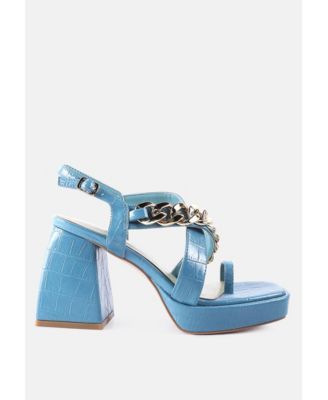 Womens Frecklin Metal Chain Block Heel Sandals