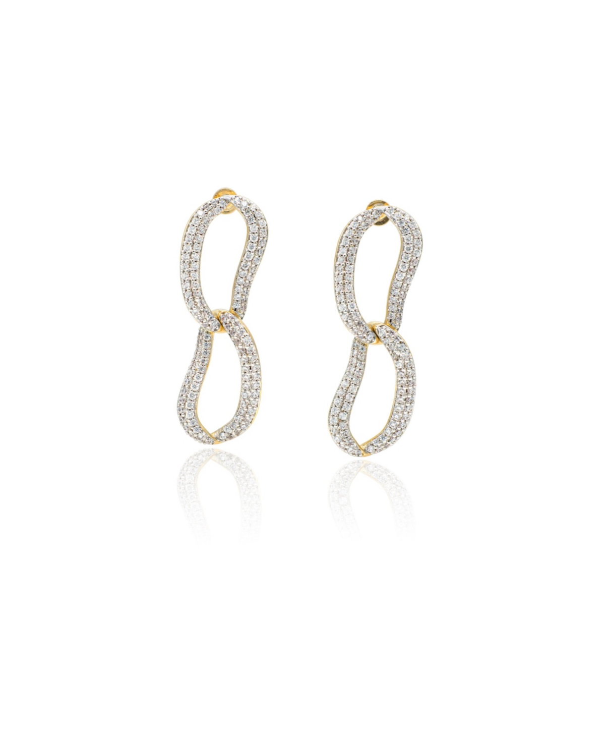 Infinity Pave Ovate Loop Hoop Earrings - Gold