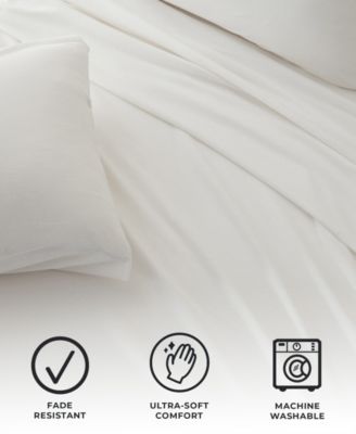 Heathered Melange T-shirt Jersey Knit Cotton Blend 4 Piece Sheet Set, California King