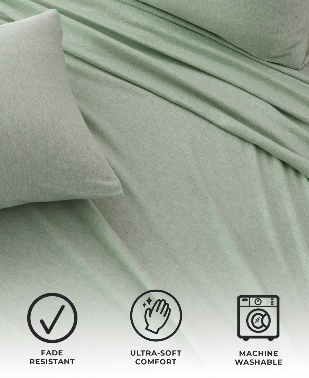 Premium Comforts Heathered Melange T-shirt Jersey Knit Cotton Blend 4 Piece Sheet Set, Xl