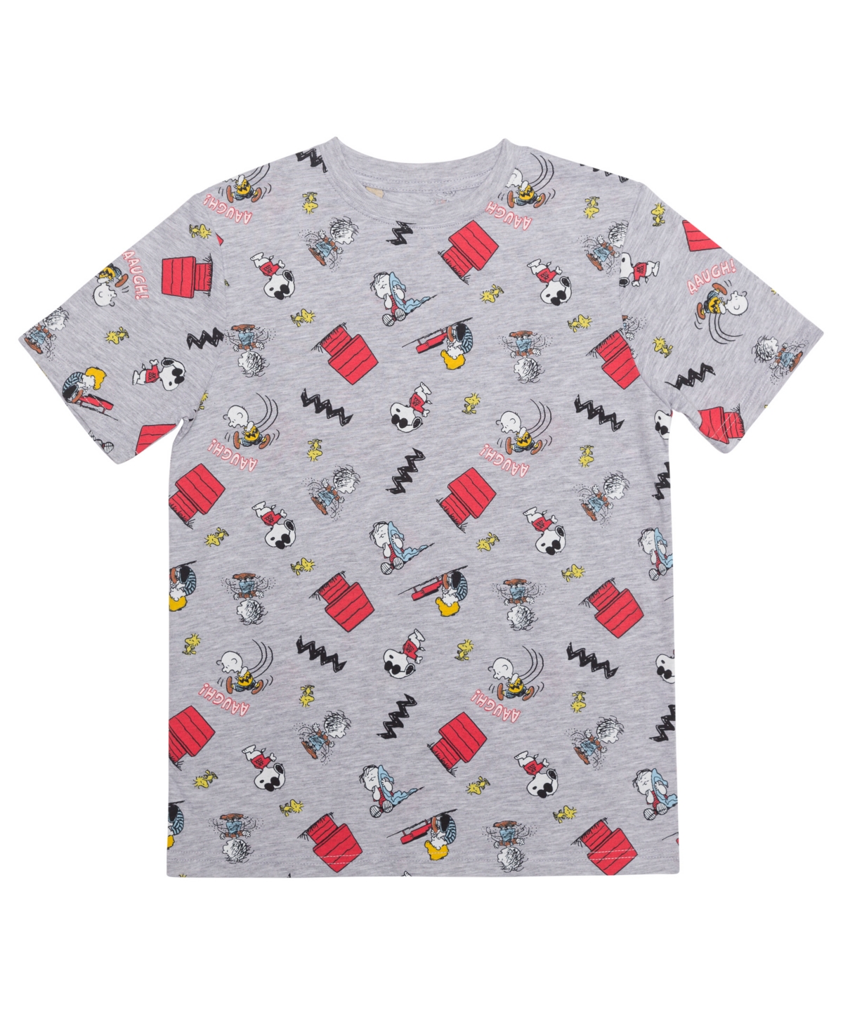 Shop Peanuts Big Boys All Over Print Short Sleeve Graphic T-shirt In Heather Gray