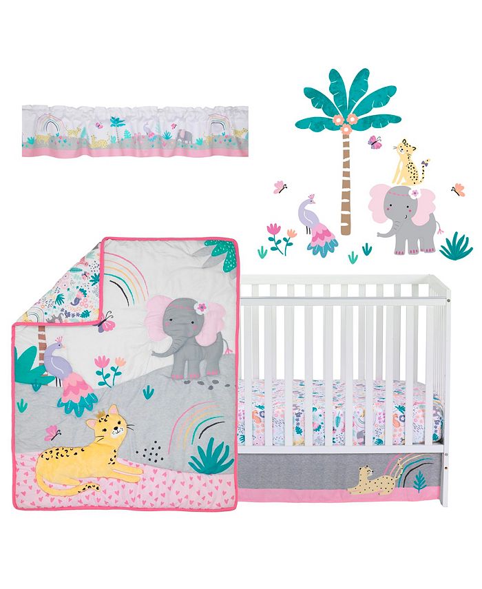 Bedtime Originals Rainbow Jungle 5Piece Nursery Baby Crib Bedding Set