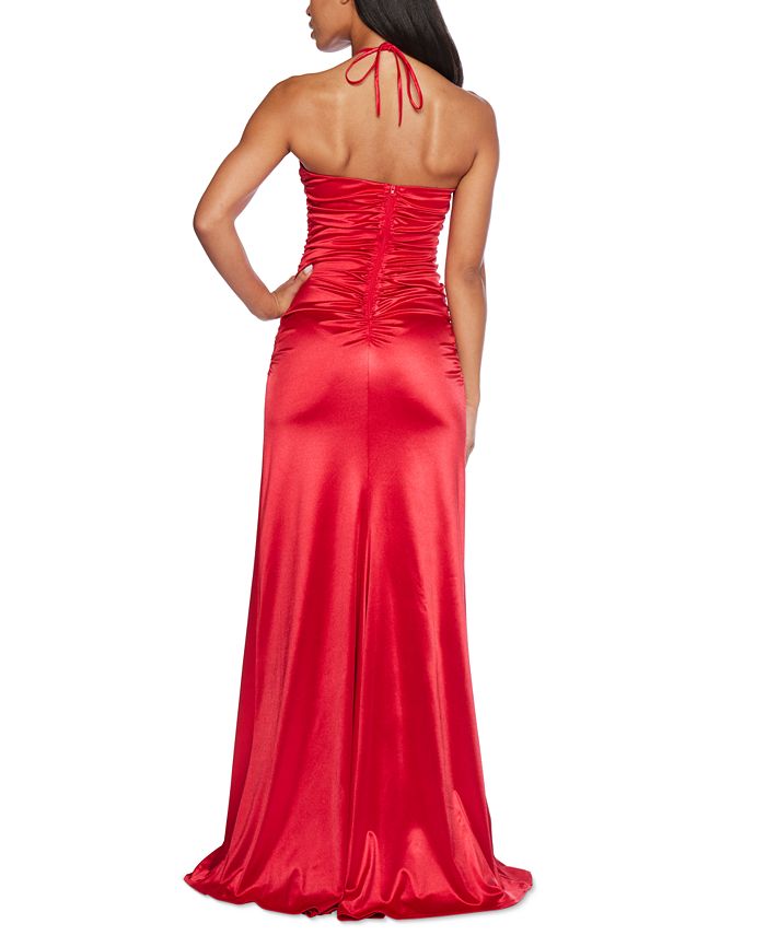Cinderella Divine: A-Line Satin Keyhole Gown for Enchanting Occasions