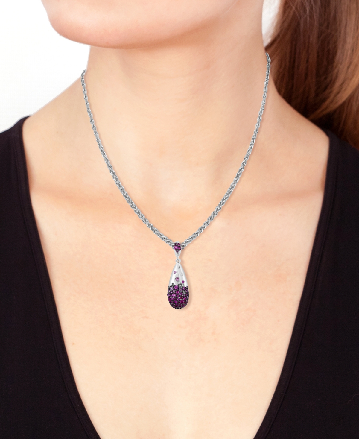 Effy Ruby (3/4 ct. t.w.) & White Sapphire (3/8 ct. t.w.) Ombre Cluster 18