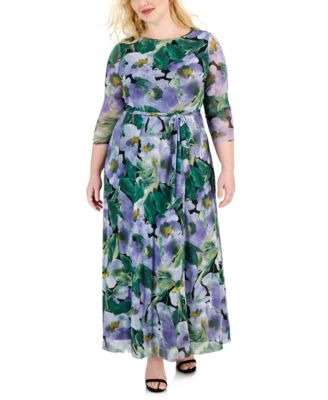 Anne Klein Plus Size Floral-Print Maxi Dress - Macy's