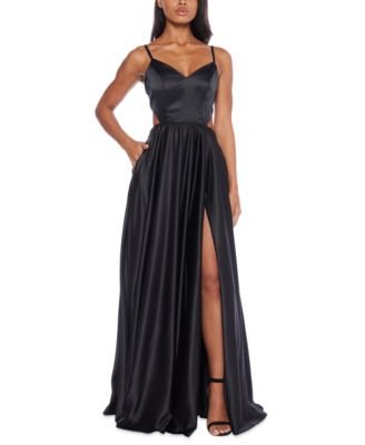B Darlin - Juniors' Cutout Tie-Back Gown