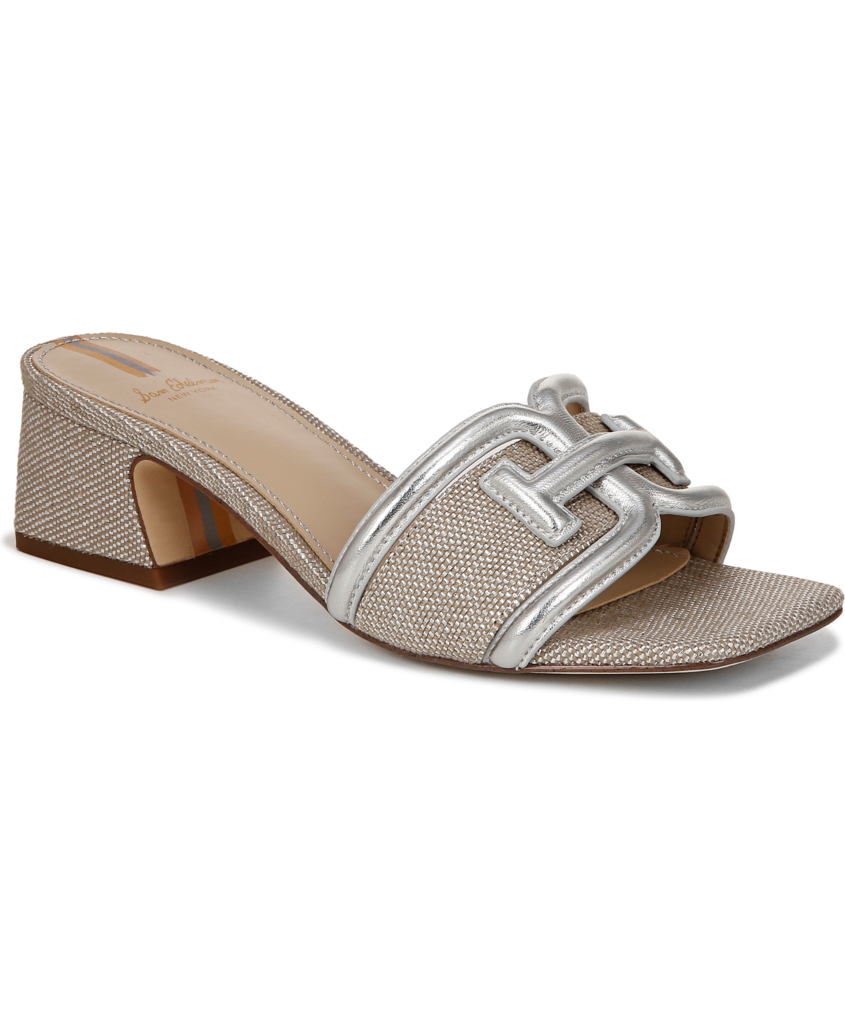 Shop Sam Edelman Women's Waylon Block-heel Slide Sandals In Silver