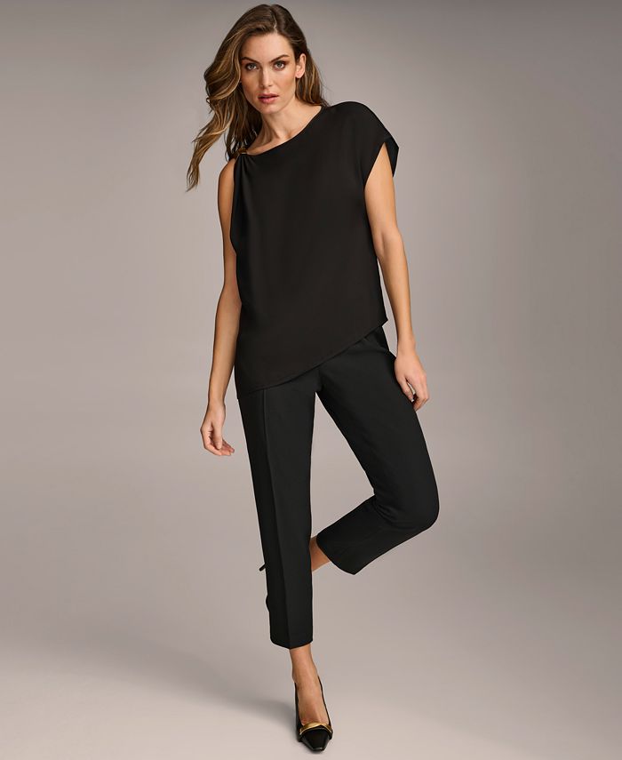 Donna Karan Women's One-Sleeve Top With Hardware Detail - Macy's
