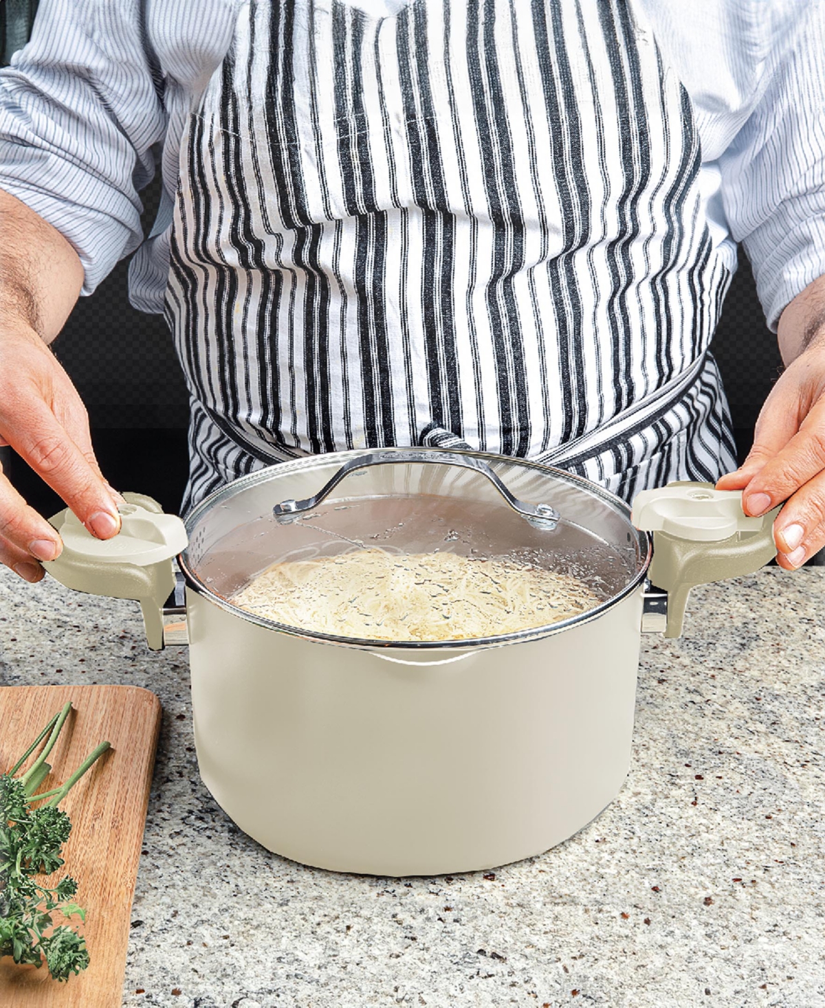 Gotham Steel Natural Collection Ceramic Coating Non-Stick Pasta Pot with Lock Handles