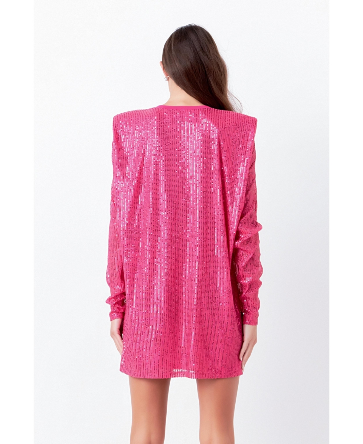 Women's Sequins Long Sleeve Shift Mini Dress