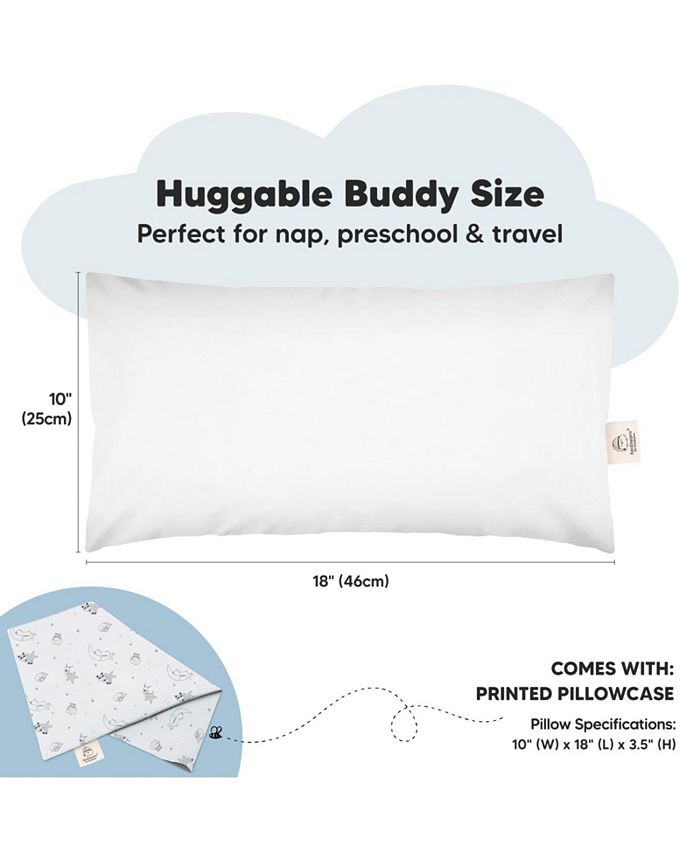 KeaBabies Buddy Toddler Pillow with Pillowcase, 10X18 Soft Organic Cotton Toddler Pillows for