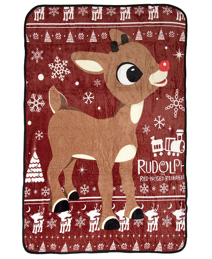 Rudolph The Red-Nosed Reindeer Soft Plush Fleece Throw Blanket 45 x 60 - Red - 50x60