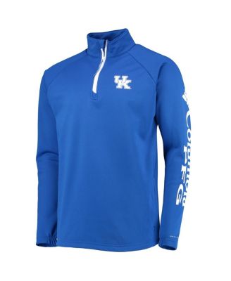 Men's Royal Kentucky Wildcats Terminal Tackle Fleece Raglan Omni-Shade Quarter-Zip Jacket