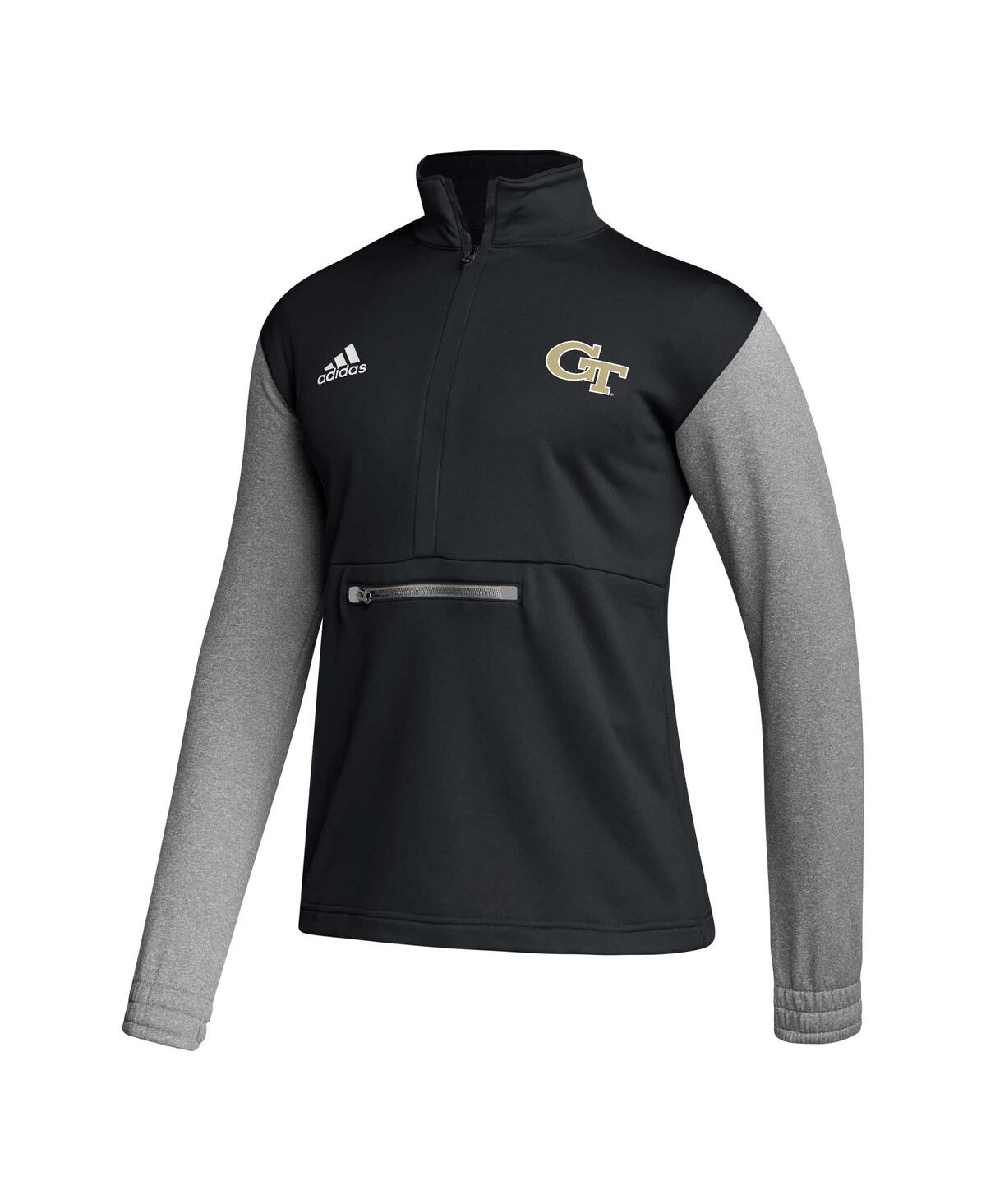 Men's adidasGeorgia Tech Yellow Jackets Sideline Aeroready Half-Zip Sweatshirt - Black