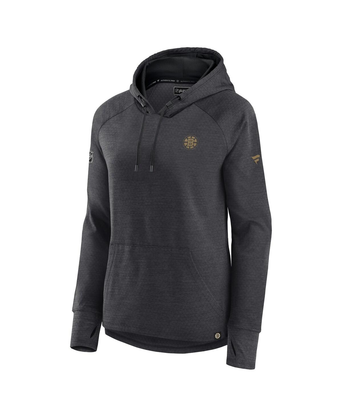 Fanatics Branded  Heather Charcoal Boston Bruins Authentic Pro Pullover Hoodie In Heather Charcoal