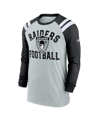 Men's Silver, Black Las Vegas Raiders Classic Arc Raglan Tri-Blend Long Sleeve T-shirt