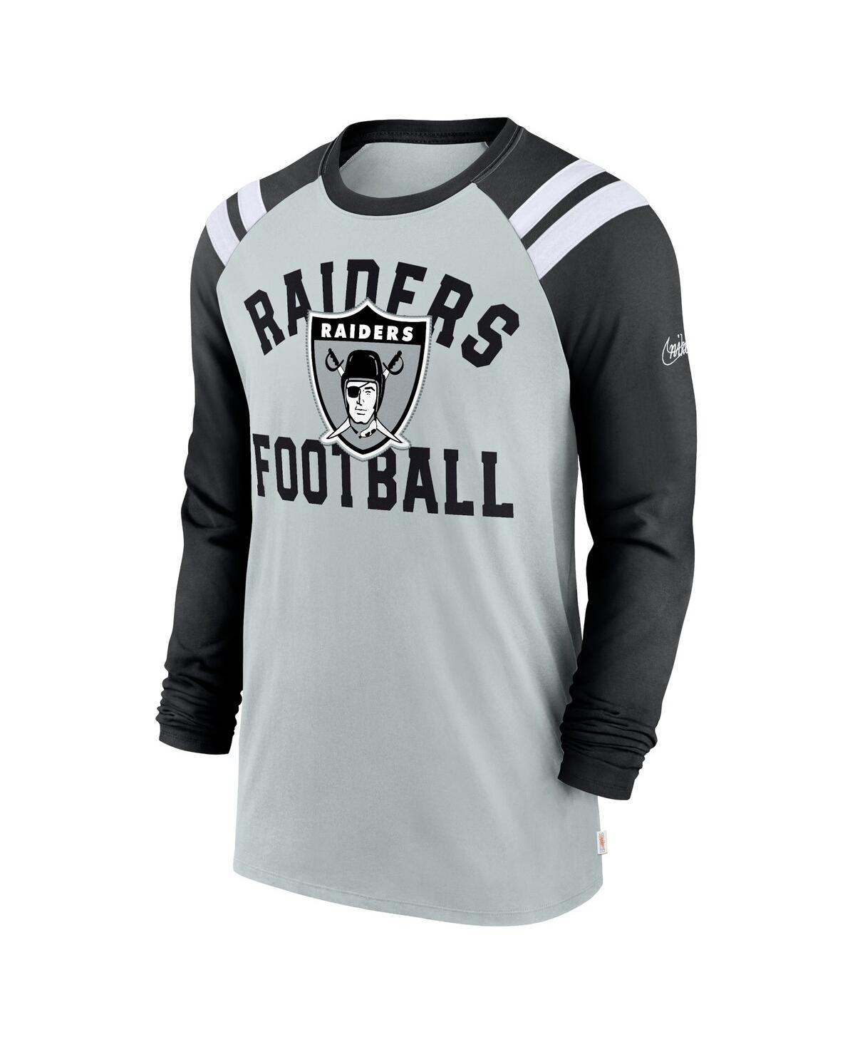 Men's Nike Black Las Vegas Raiders Classic Arc Raglan Tri-Blend Long Sleeve T-shirt - Black