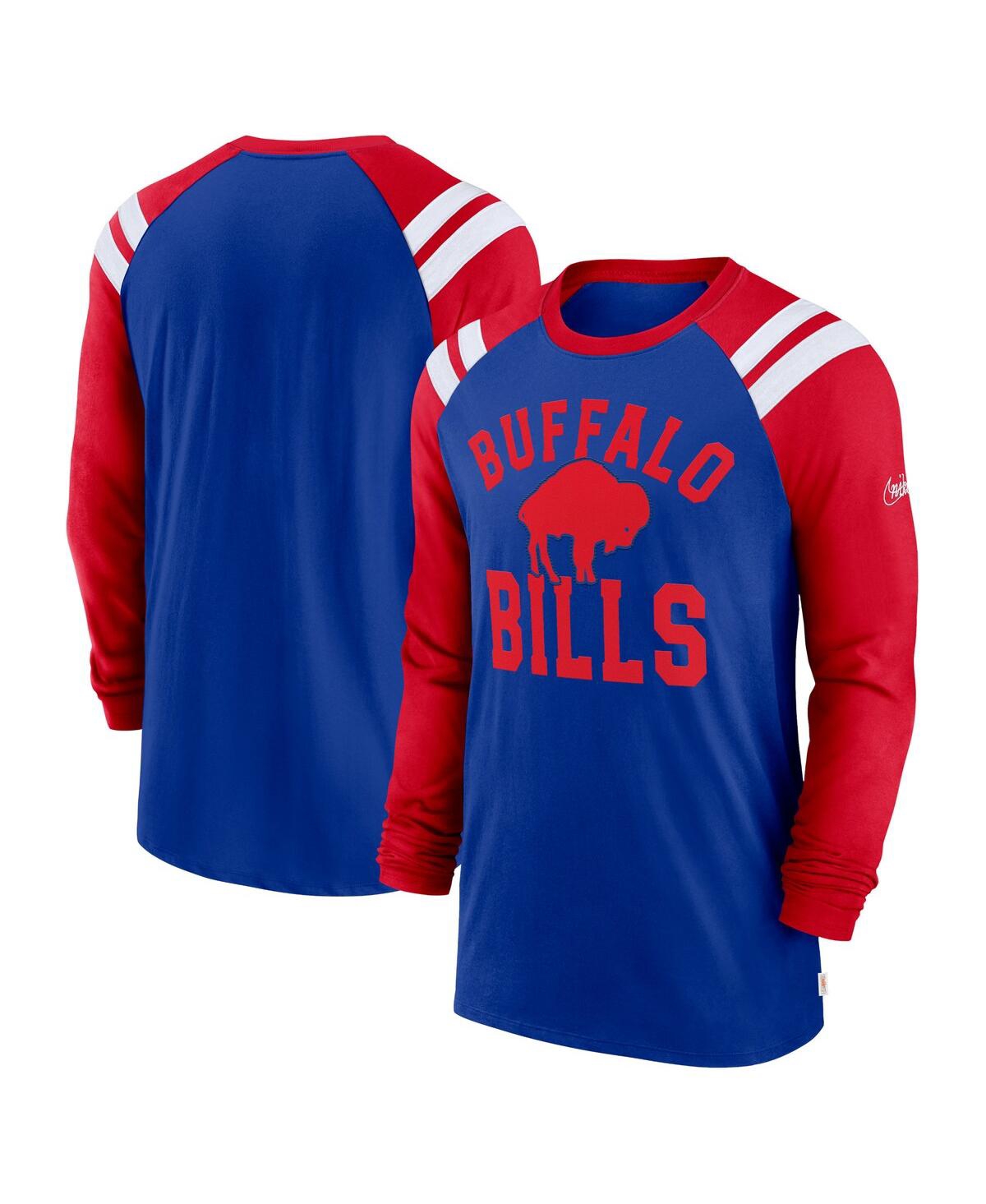 Shop Nike Men's  Royal, Red Buffalo Bills Classic Arc Raglan Tri-blend Long Sleeve T-shirt In Royal,red