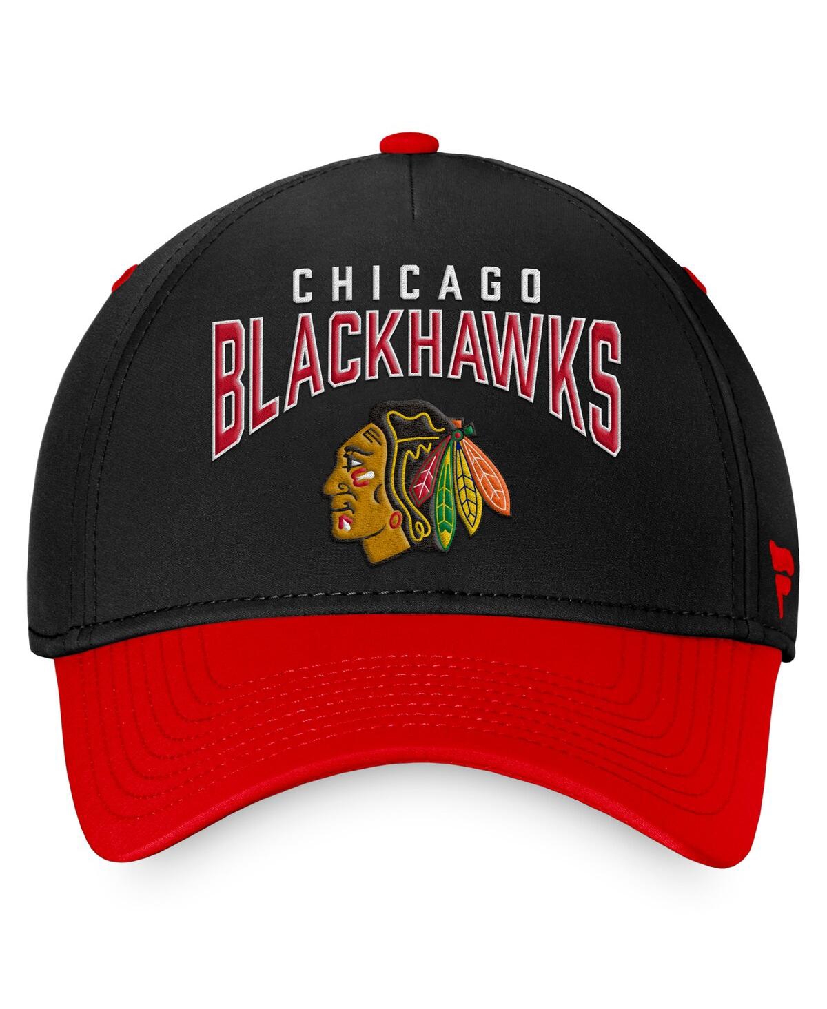 Fanatics Men's  Black, Red Chicago Blackhawks Fundamental 2-tone Flex Hat In Black,red