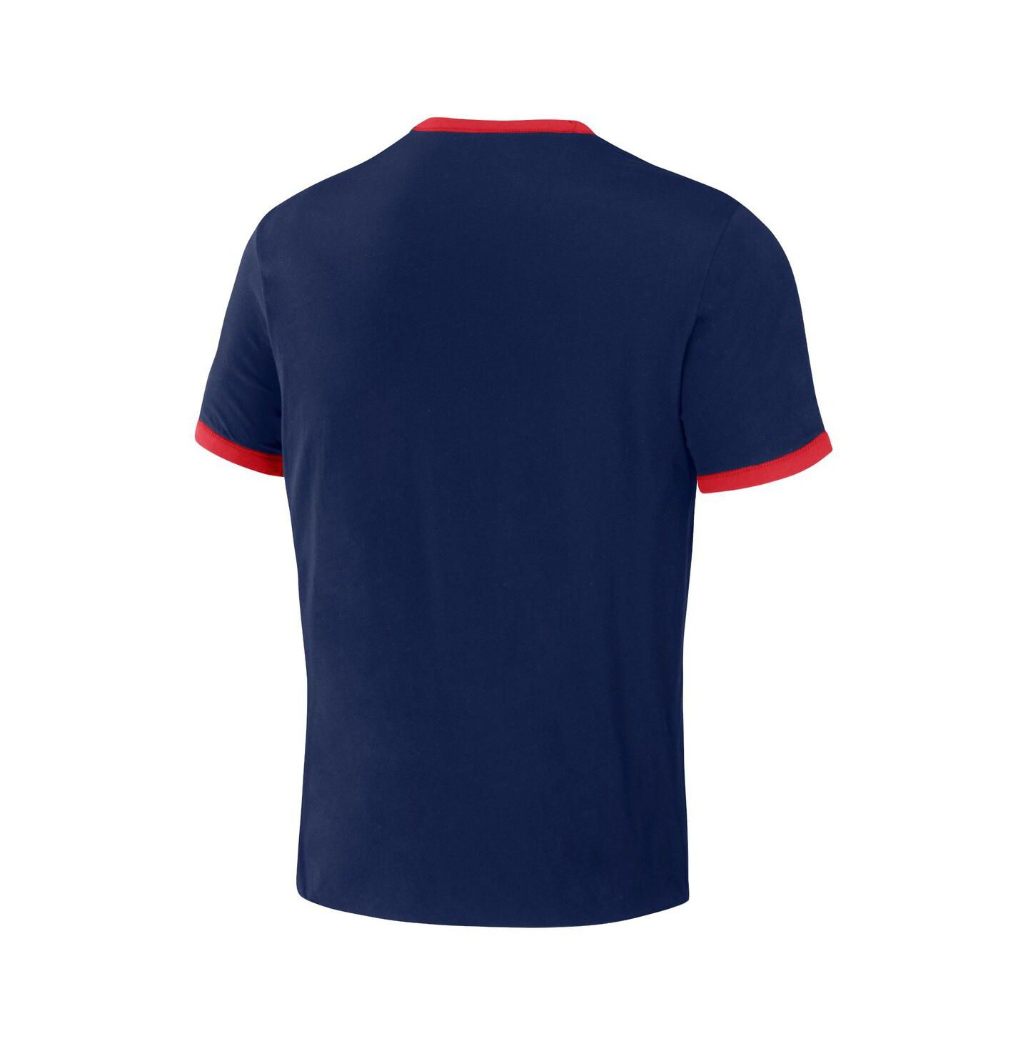 Мужская футболка Fanatics Darius Rucker Collection by Navy, Red Distressed Cleveland Guardians Two-Way Ringer Reversible — фото 3