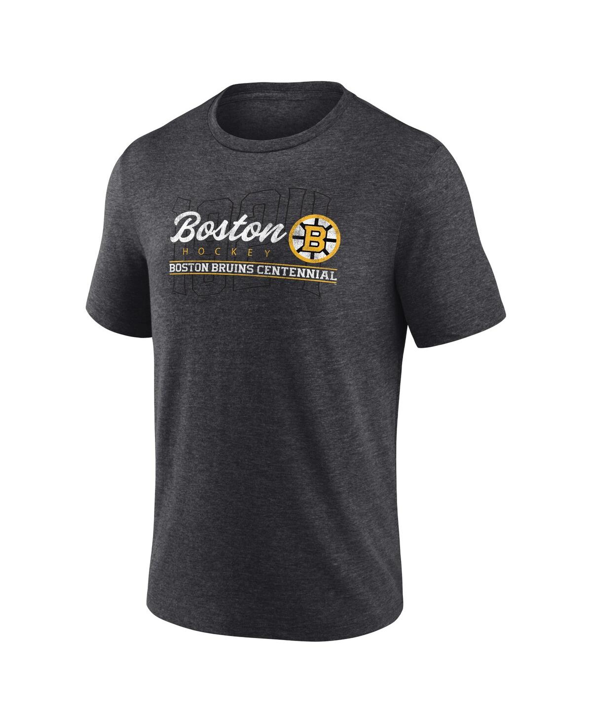 Men's FanaticsDistressed Boston Bruins Centennial Hockey Tri-Blend T-shirt - Heather Charcoal