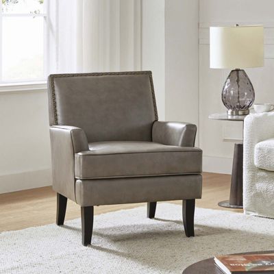 Nihad Modern Faux Leather Accent Chair with Nailhead Trim