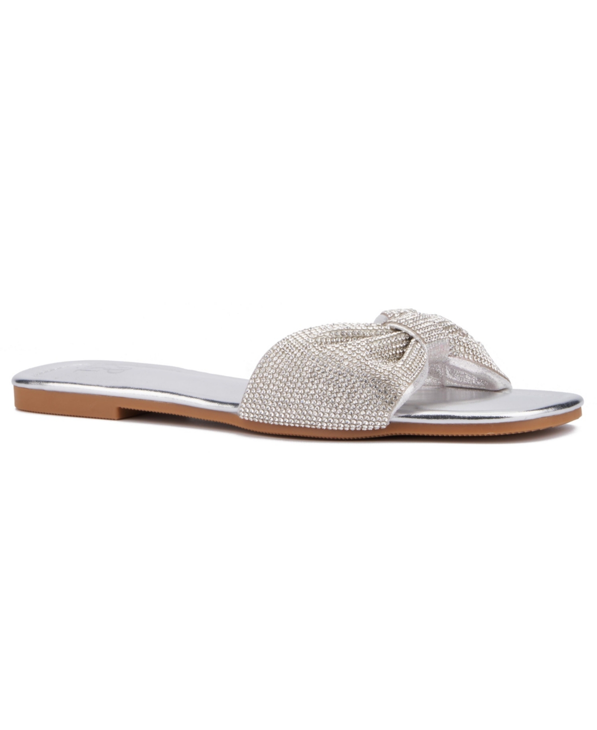 New York And Company Karli Rhinestone Slide Sandal In Silver