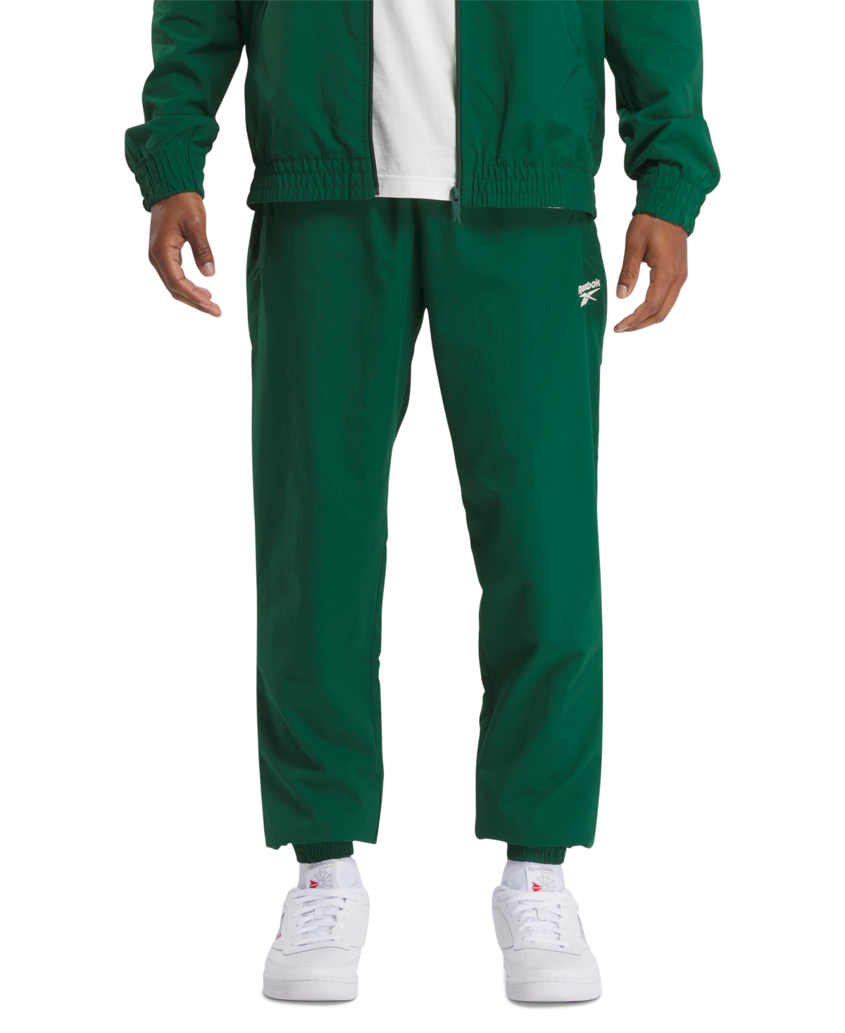 Shop Reebok Men's Classics Vector Logo-print Track Pants In Green,chalk