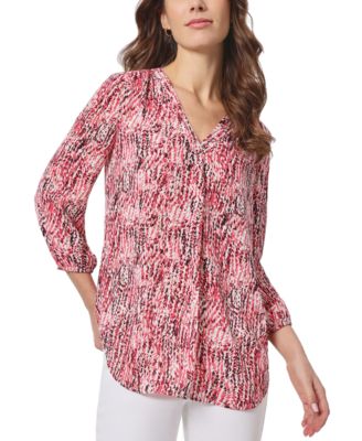 Jones New York - Women's Kelly Printed V-Neck Top