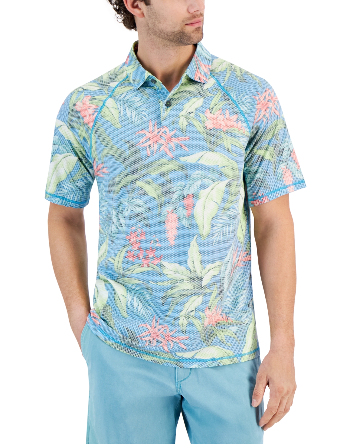 Men's Lush Hour Floral Polo Shirt - Blue Danube