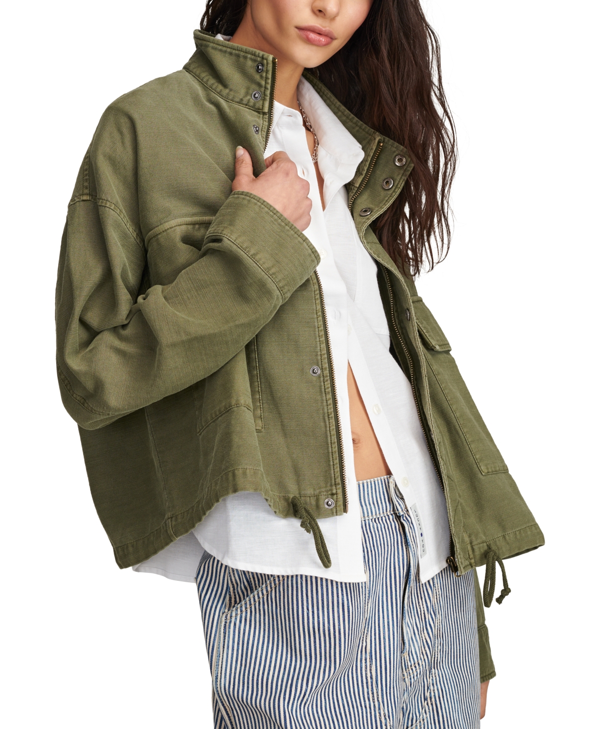 Shop Lucky Brand Women's Utility Cropped Trench Jacket In Loden Green