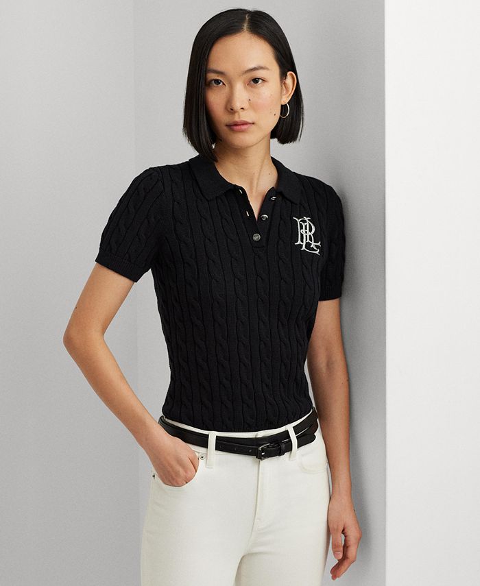 Women's Cable-Knit Polo Shirt