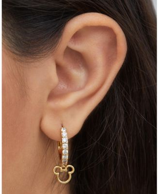 Mickey Mouse Cubic Zirconia Hoop Earrings, Officially Licensed