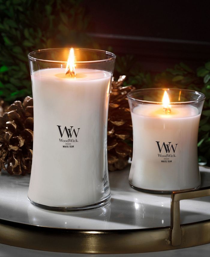 WoodWick White Teak Medium Hourglass Candle, 9.7 oz - White
