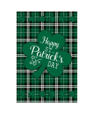 Happy St. Patrick's Day Plaid Outdoor House Flag 28" x 40" (Poles Not Included)