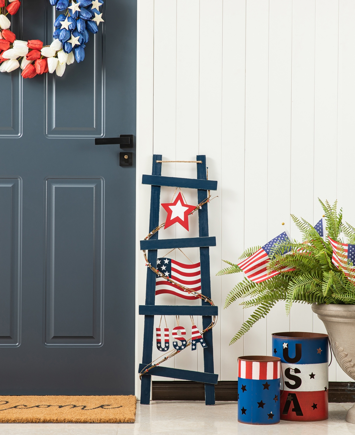 Glitzhome H Patriotic, Americana Ladder-Shaped 