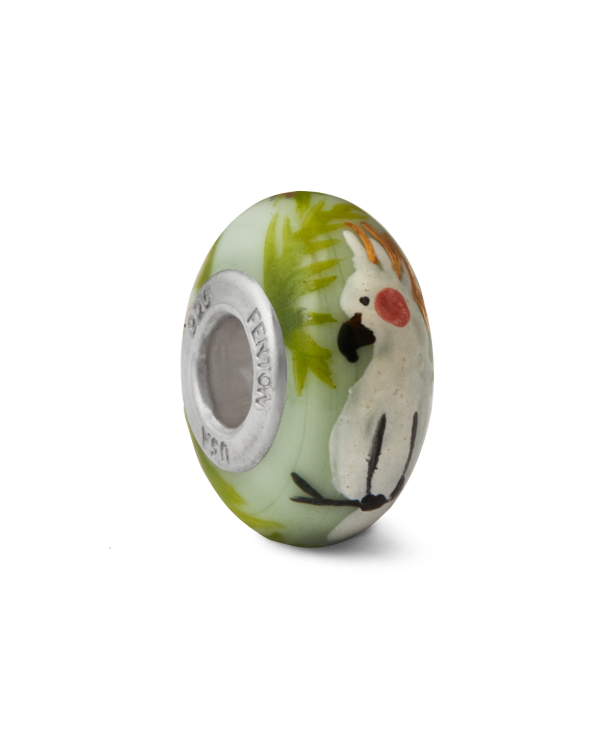 Glass Jewelry: Cockatiel Calling Glass Charm - Multi-color